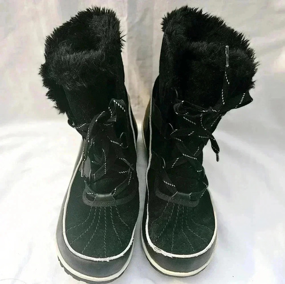 Sorel Tivoli Boots sz 10US Black Leather & Suede Waterproof Laceup Serpa Linning - Picture 2 of 11